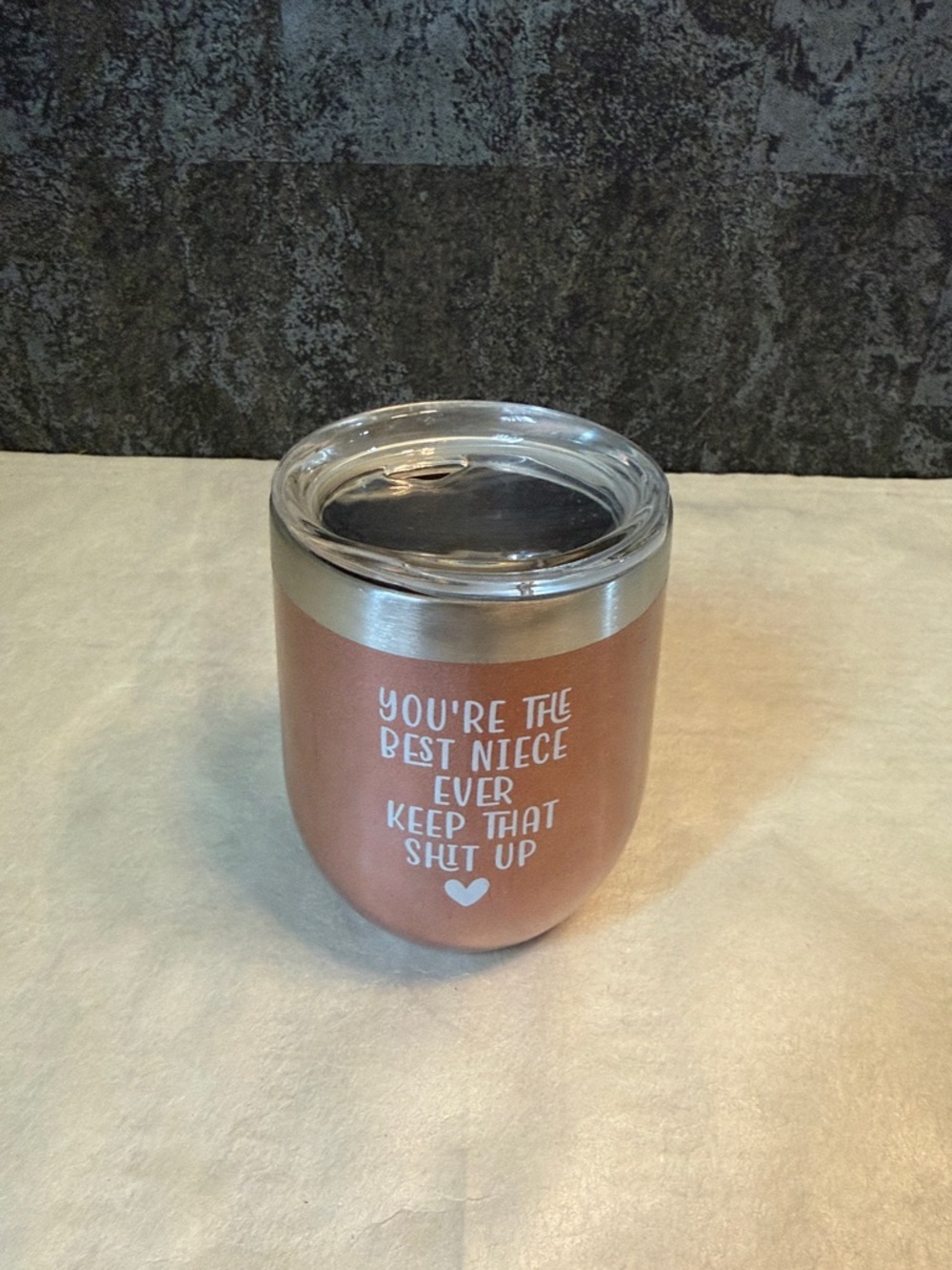 Rose Gold Wine Tumbler for Niece